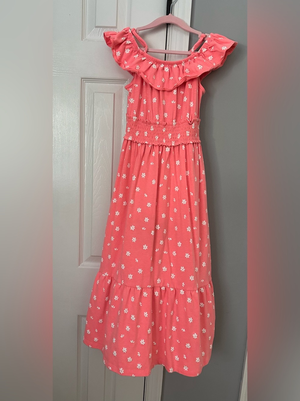 Cat & Jack Girls Coral Floral Ruffle Maxi Dress